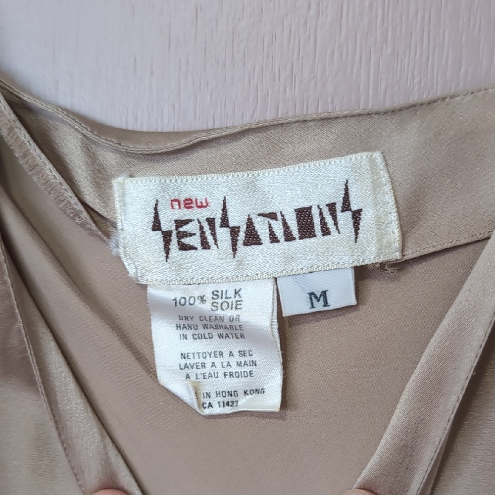 New Pentagram Silk Slip Dress - Neutral Beige - Picture 2 of 4